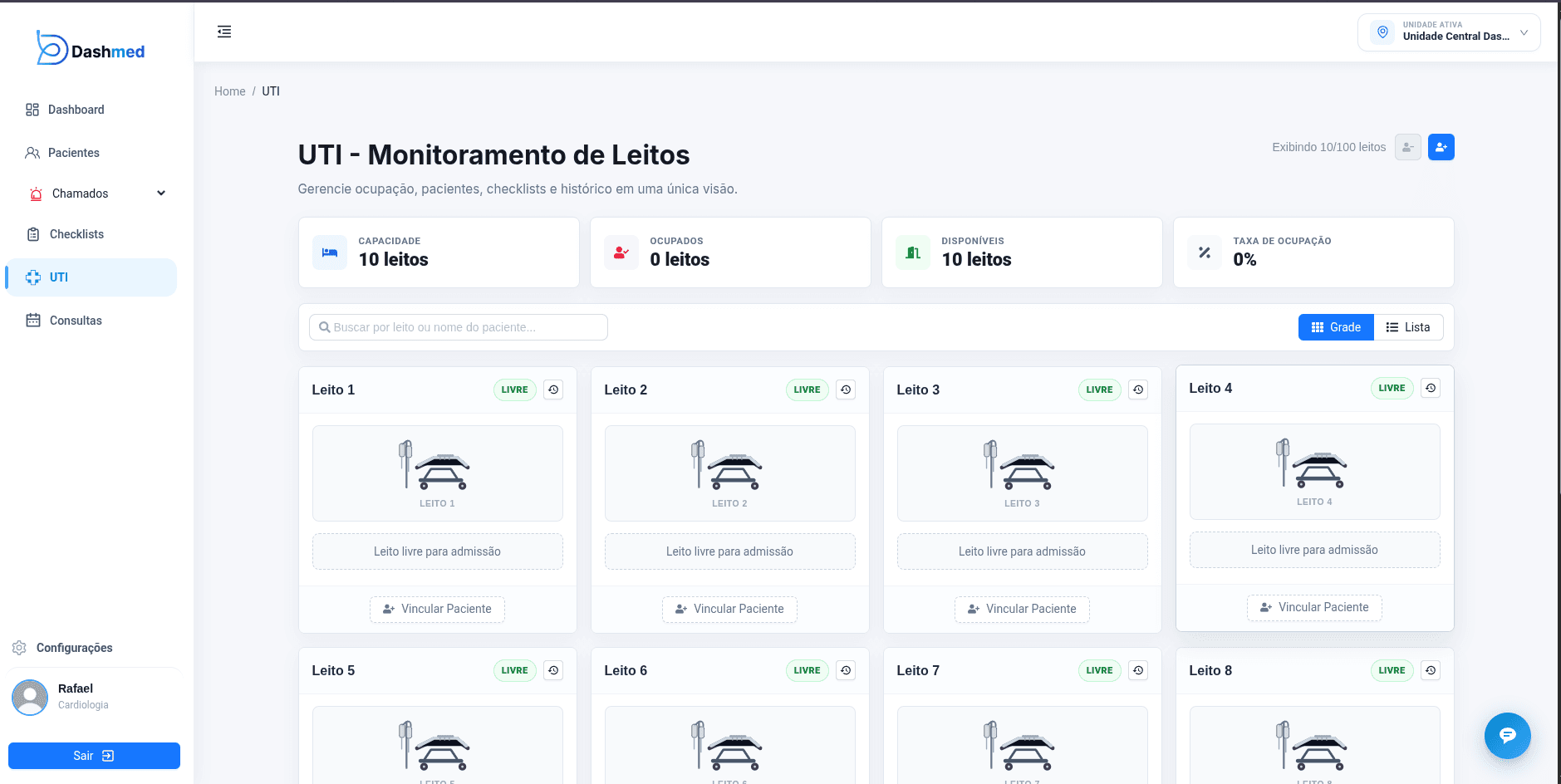 Interface de acompanhamento e gestão do DashMed